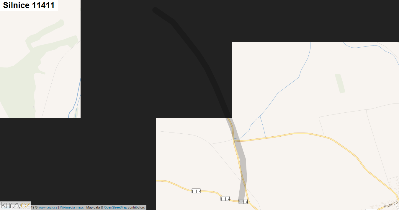 Silnice 11411 - mapa Silnice 11411