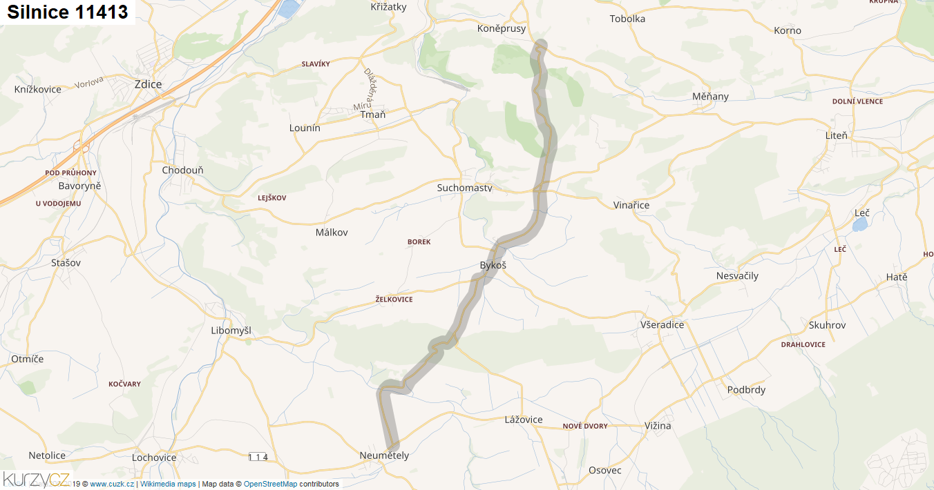 Silnice 11413 - mapa Silnice 11413