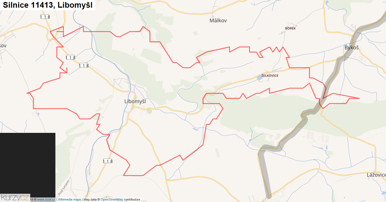 Libomyšl, Silnice 11413 - Mapa