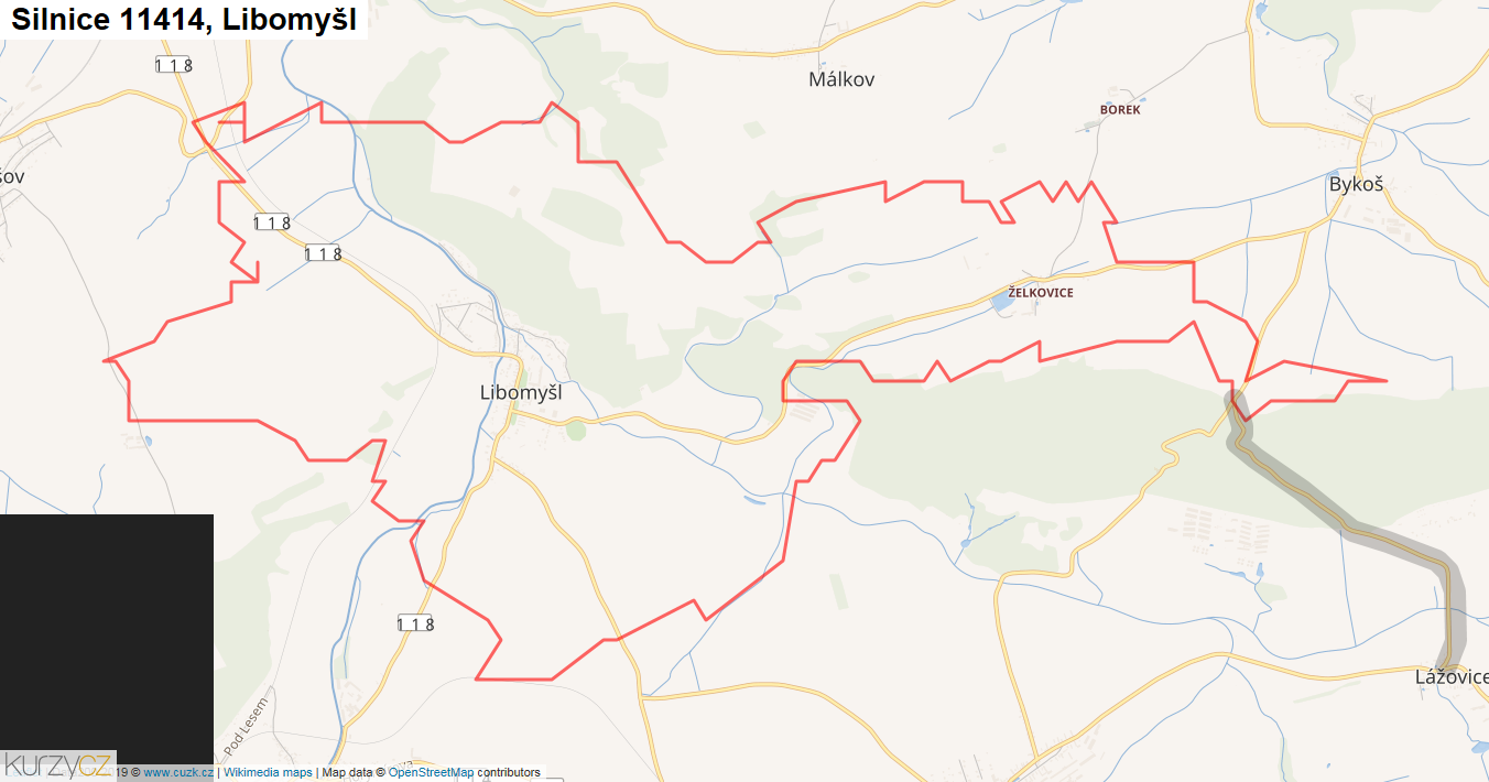 Libomyšl, Silnice 11414 - Mapa
