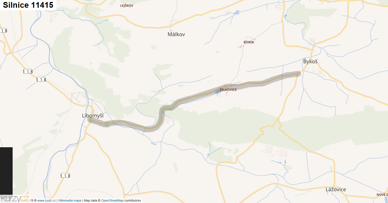 Silnice 11415 - mapa Silnice 11415