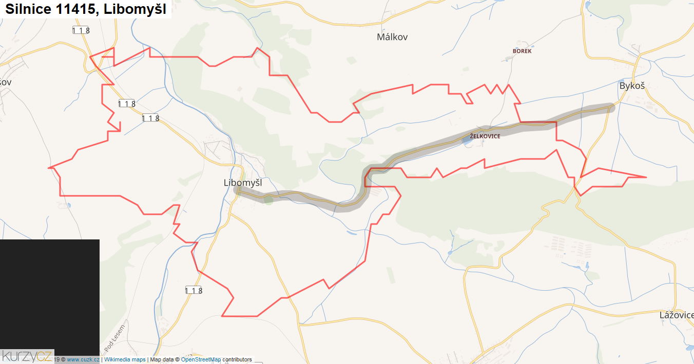 Libomyšl, Silnice 11415 - Mapa