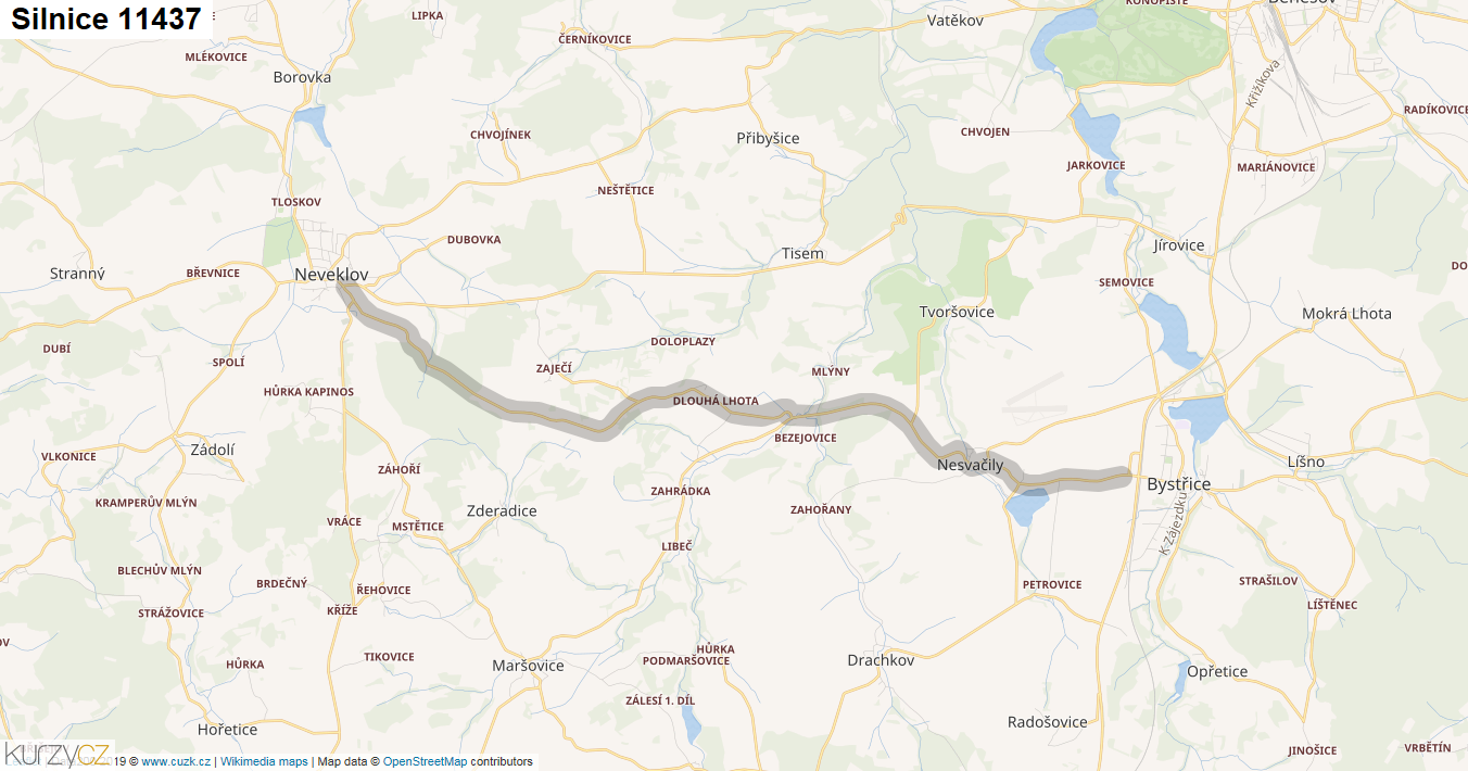 Silnice 11437 - mapa Silnice 11437