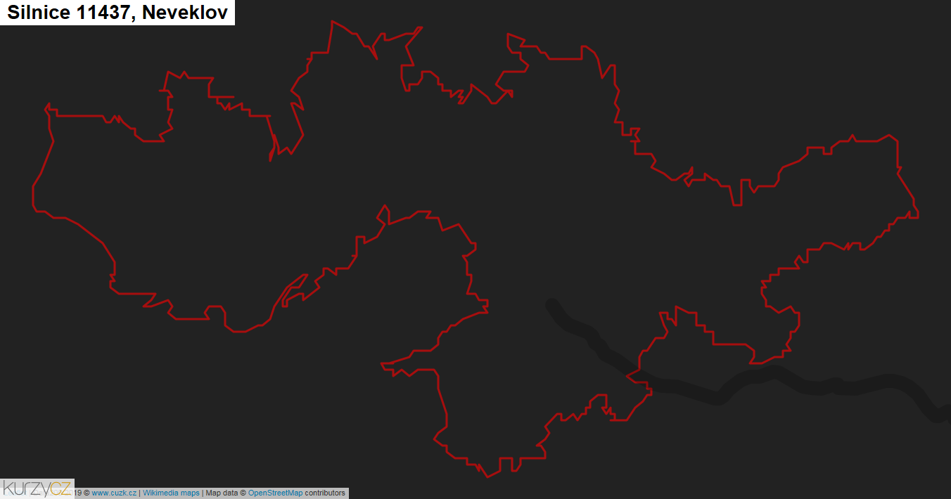 Neveklov, Silnice 11437 - Mapa
