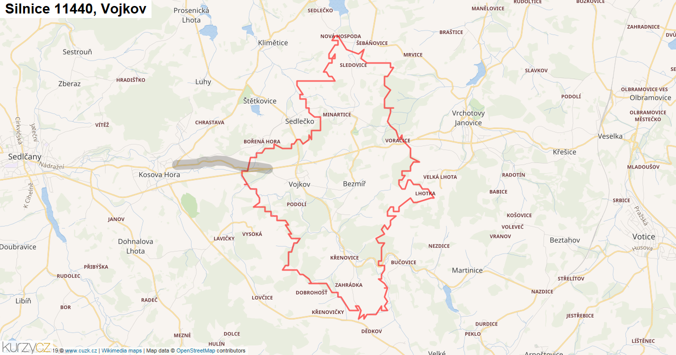 Vojkov, Silnice 11440 - Mapa