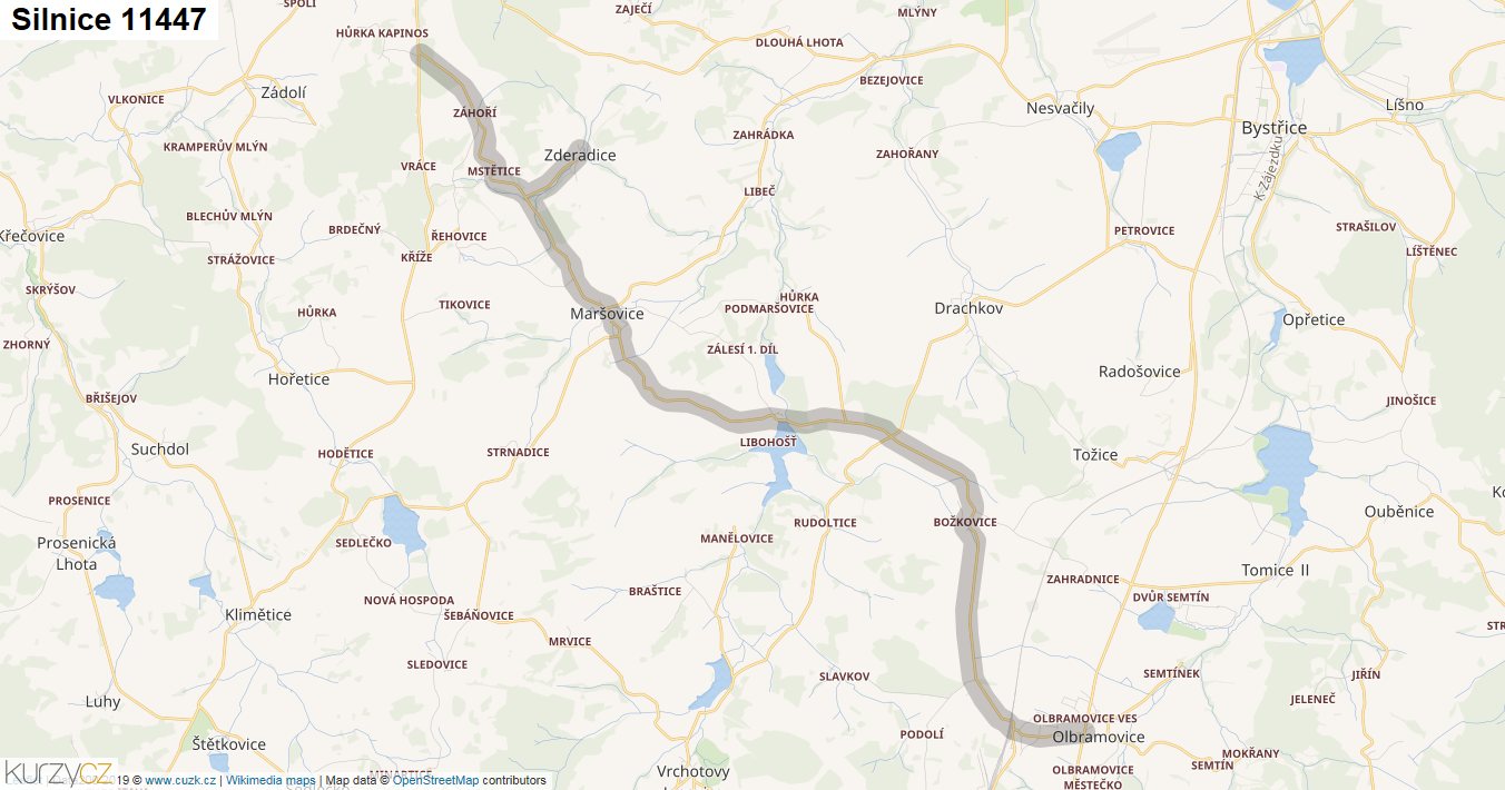 Silnice 11447 - mapa Silnice 11447