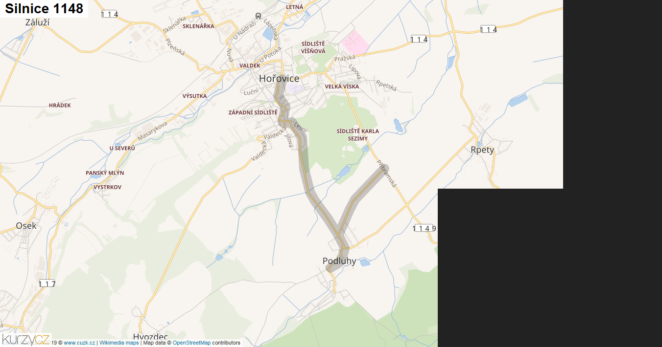 Silnice 1148 - mapa Silnice 1148