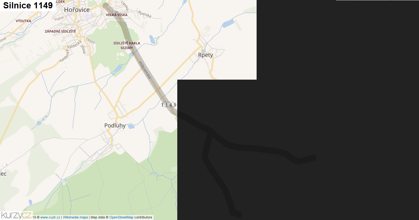 Silnice 1149 - mapa Silnice 1149