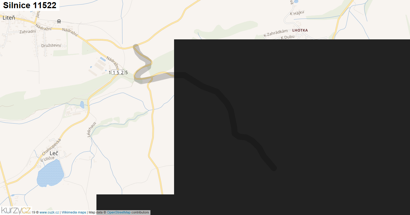 Silnice 11522 - mapa Silnice 11522