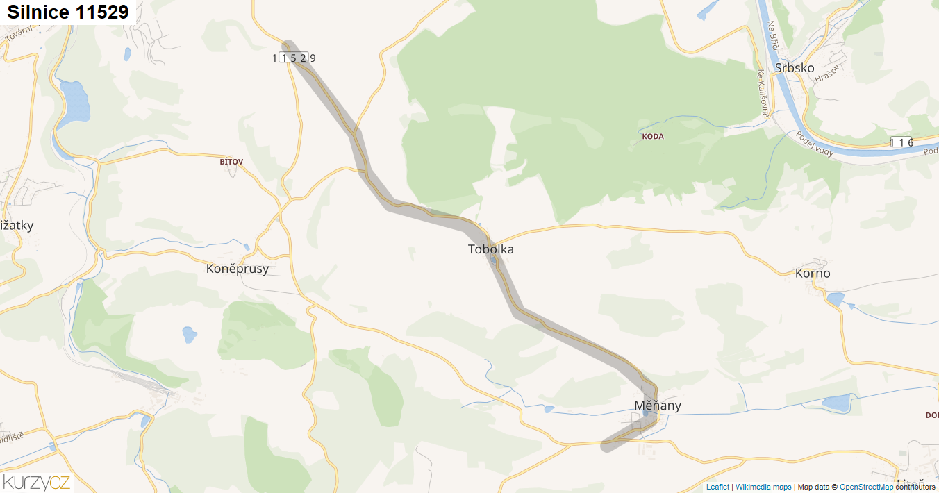 Silnice 11529 - mapa Silnice 11529