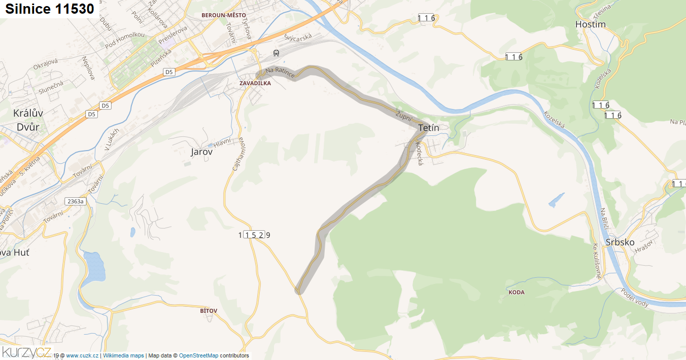 Silnice 11530 - mapa Silnice 11530