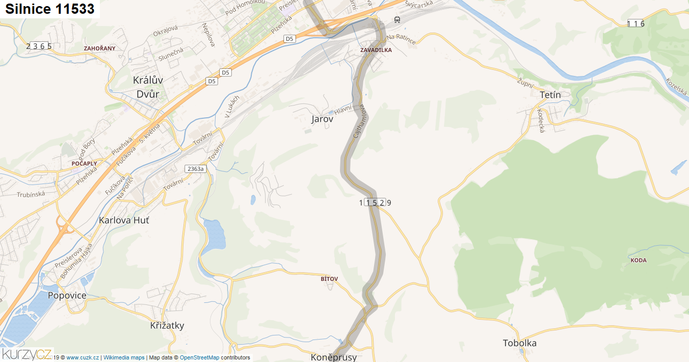 Silnice 11533 - mapa Silnice 11533