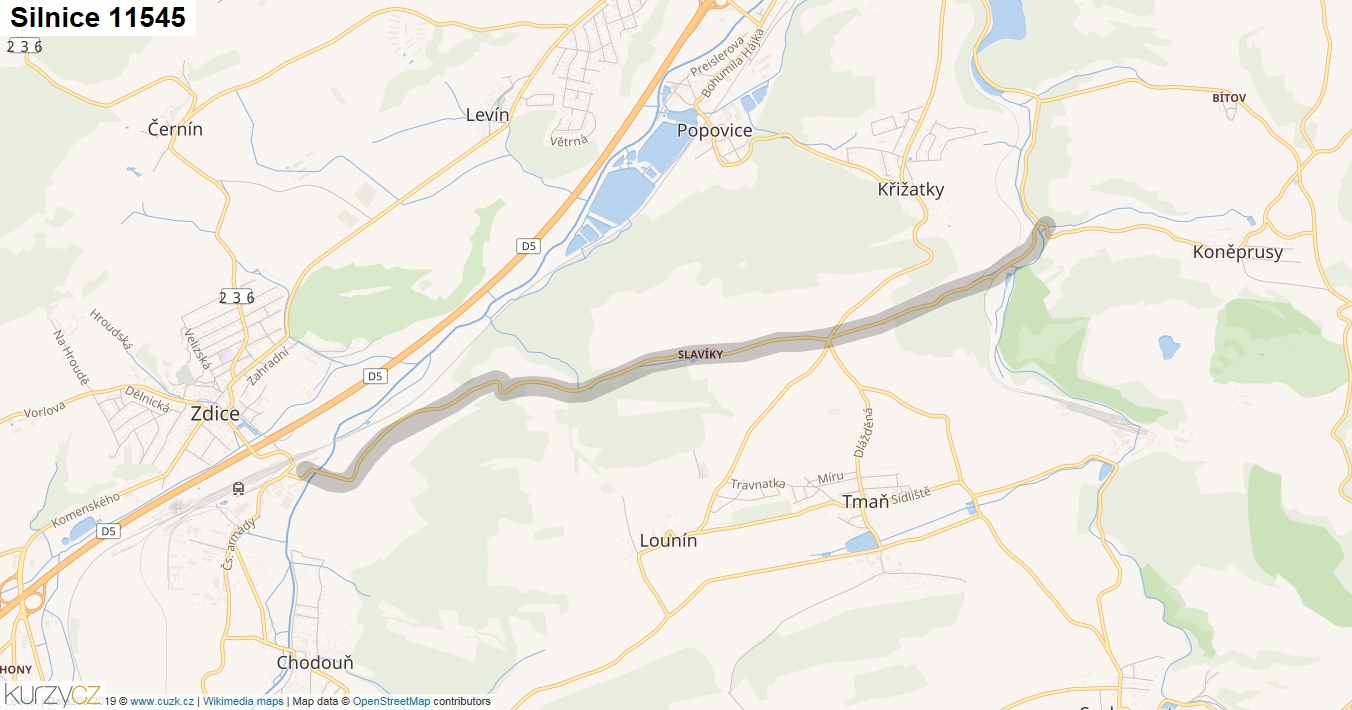 Silnice 11545 - mapa Silnice 11545