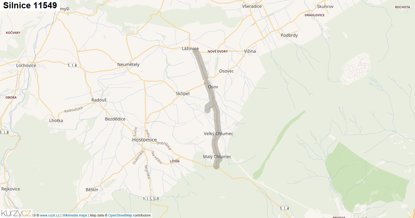 Silnice 11549 - mapa Silnice 11549
