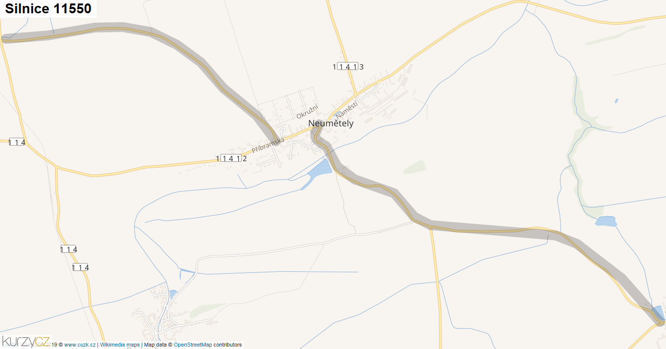Silnice 11550 - mapa Silnice 11550