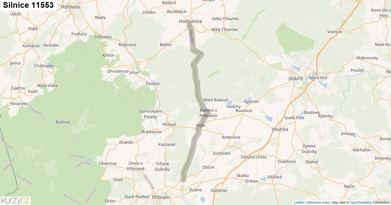 Silnice 11553 - mapa Silnice 11553