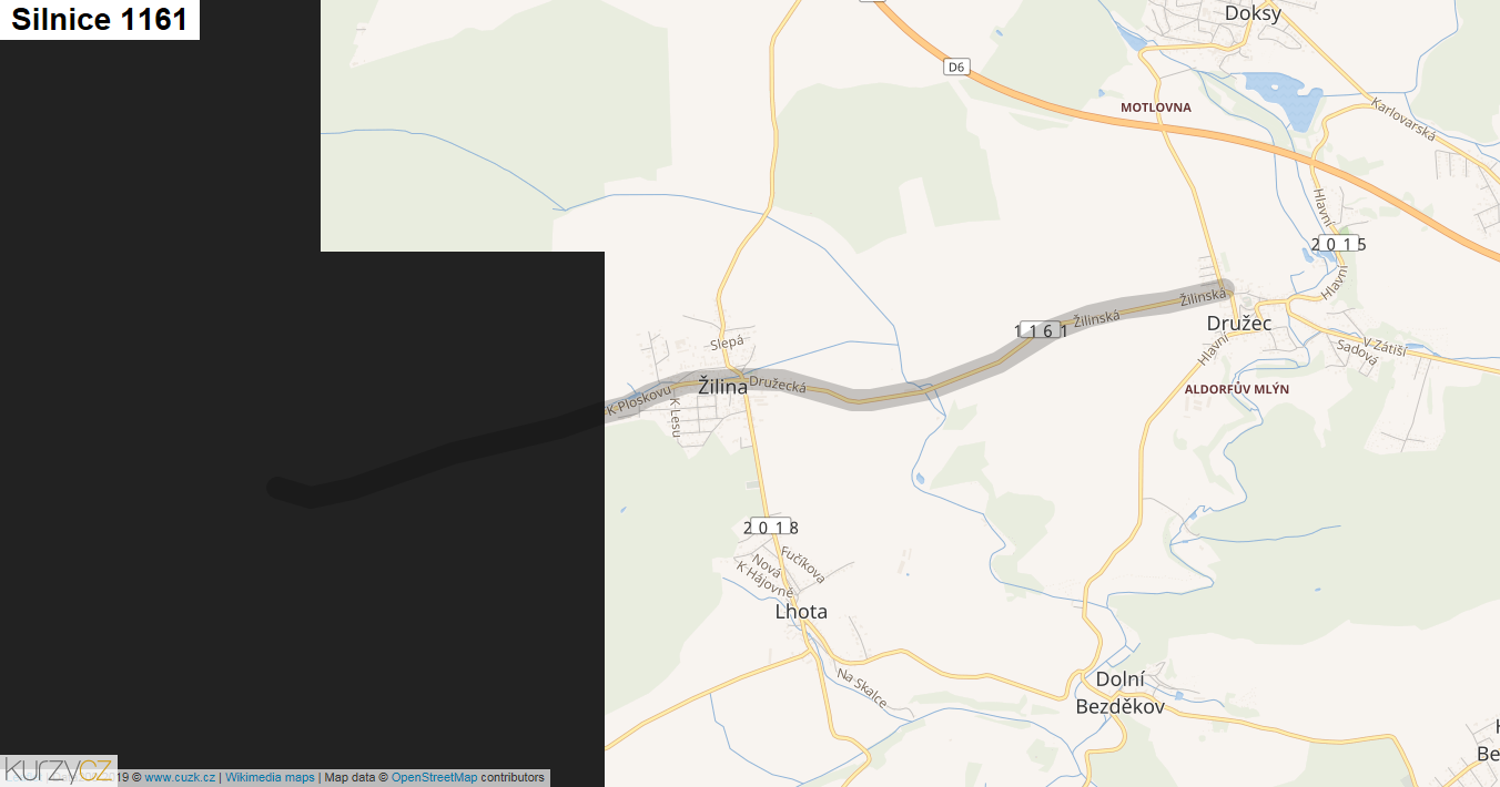 Silnice 1161 - mapa Silnice 1161