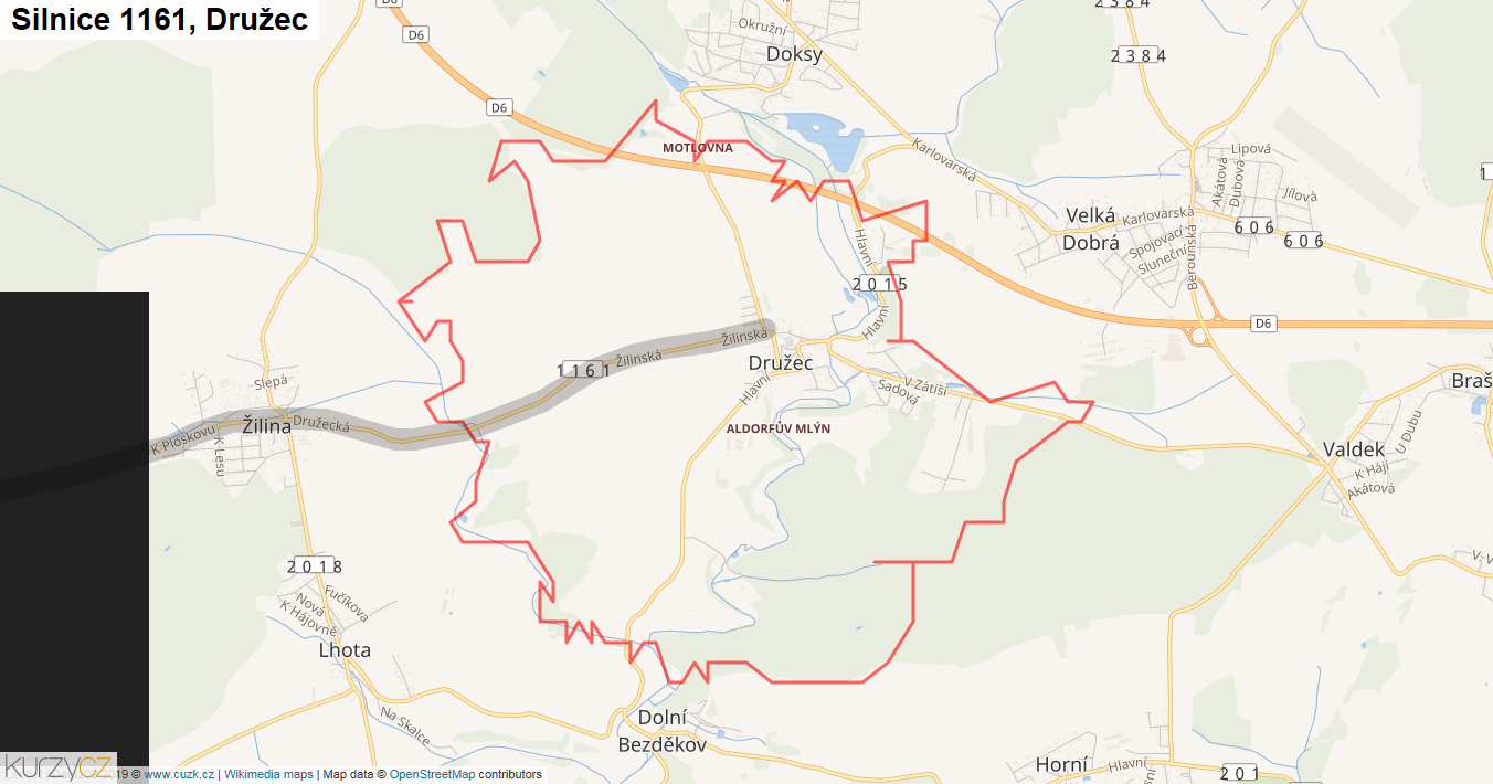 Družec, Silnice 1161 - Mapa
