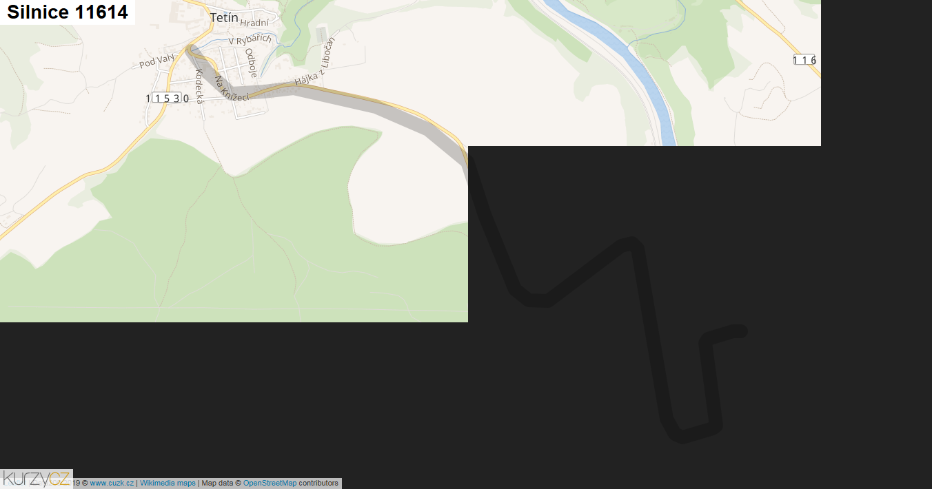 Silnice 11614 - mapa Silnice 11614