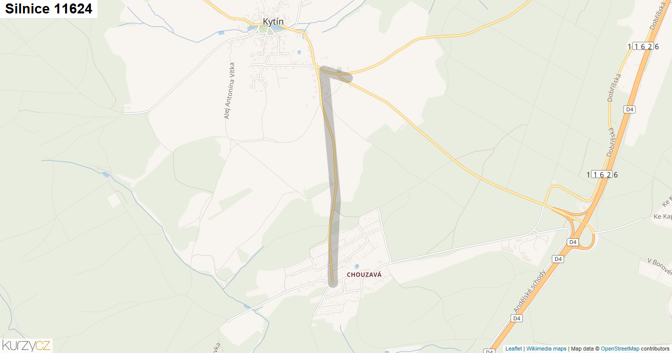 Silnice 11624 - mapa Silnice 11624