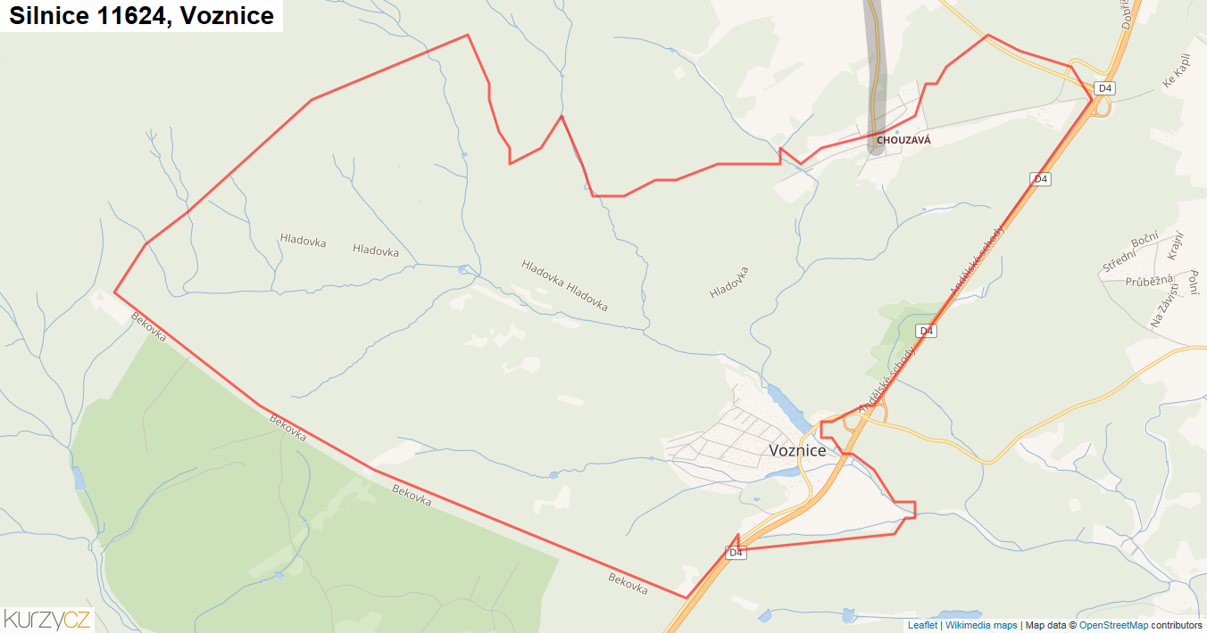 Voznice, Silnice 11624 - Mapa