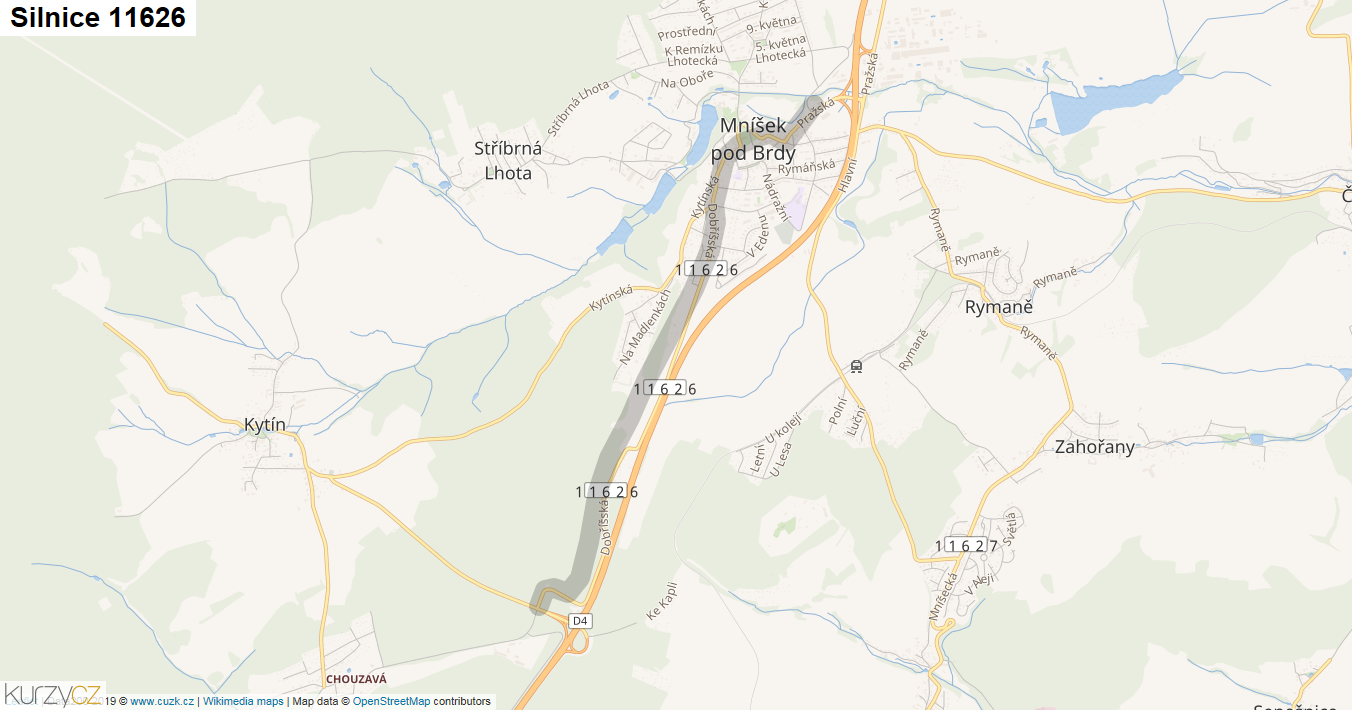 Silnice 11626 - mapa Silnice 11626