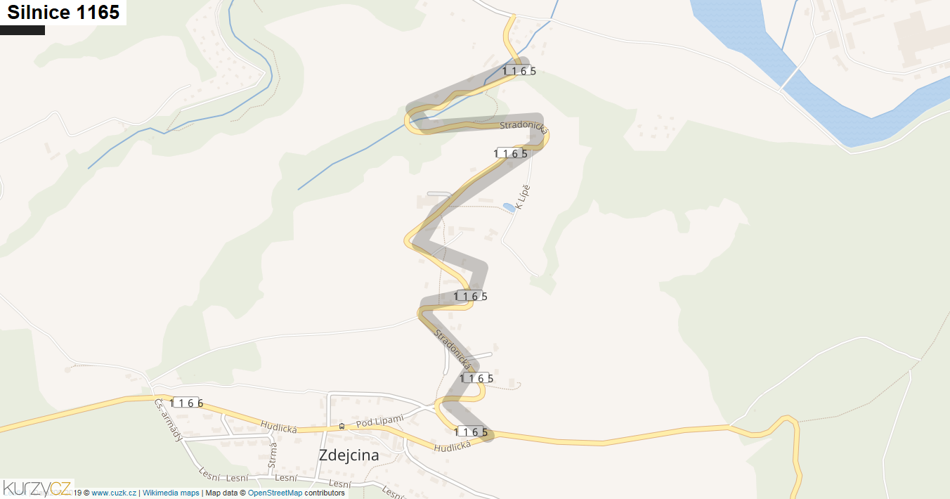 Silnice 1165 - mapa Silnice 1165
