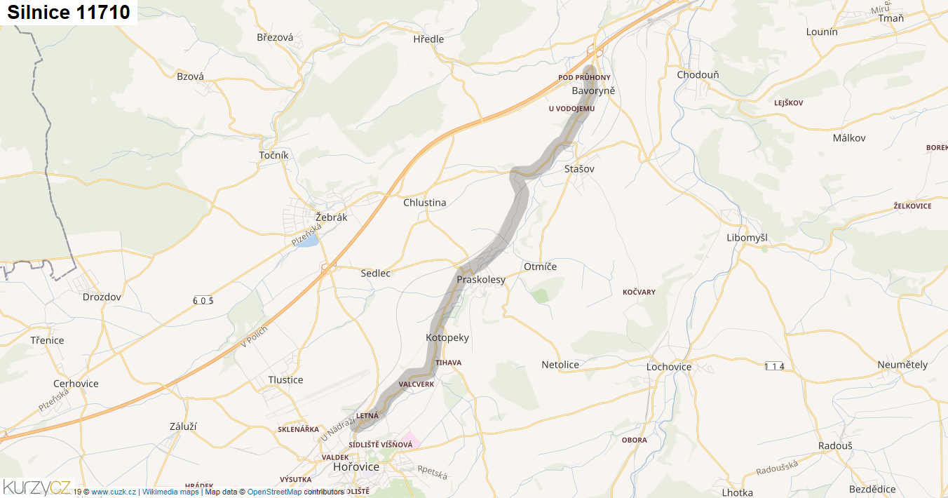 Silnice 11710 - mapa Silnice 11710