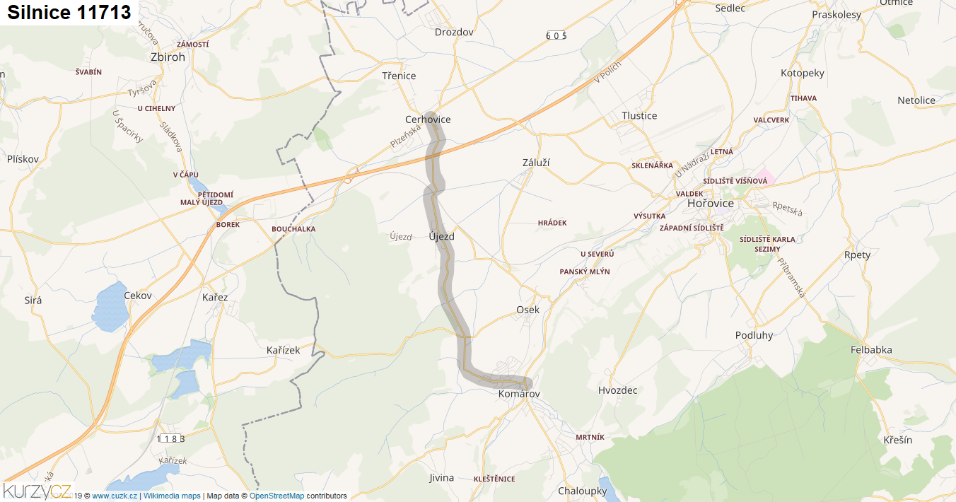 Silnice 11713 - mapa Silnice 11713