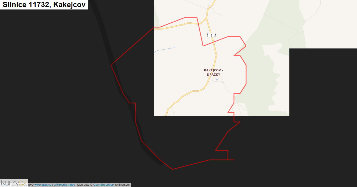 Kakejcov, Silnice 11732 - Mapa