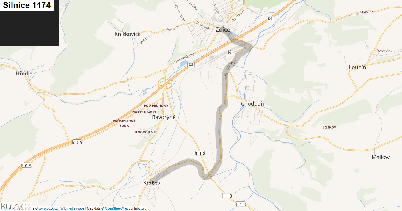 Silnice 1174 - mapa Silnice 1174