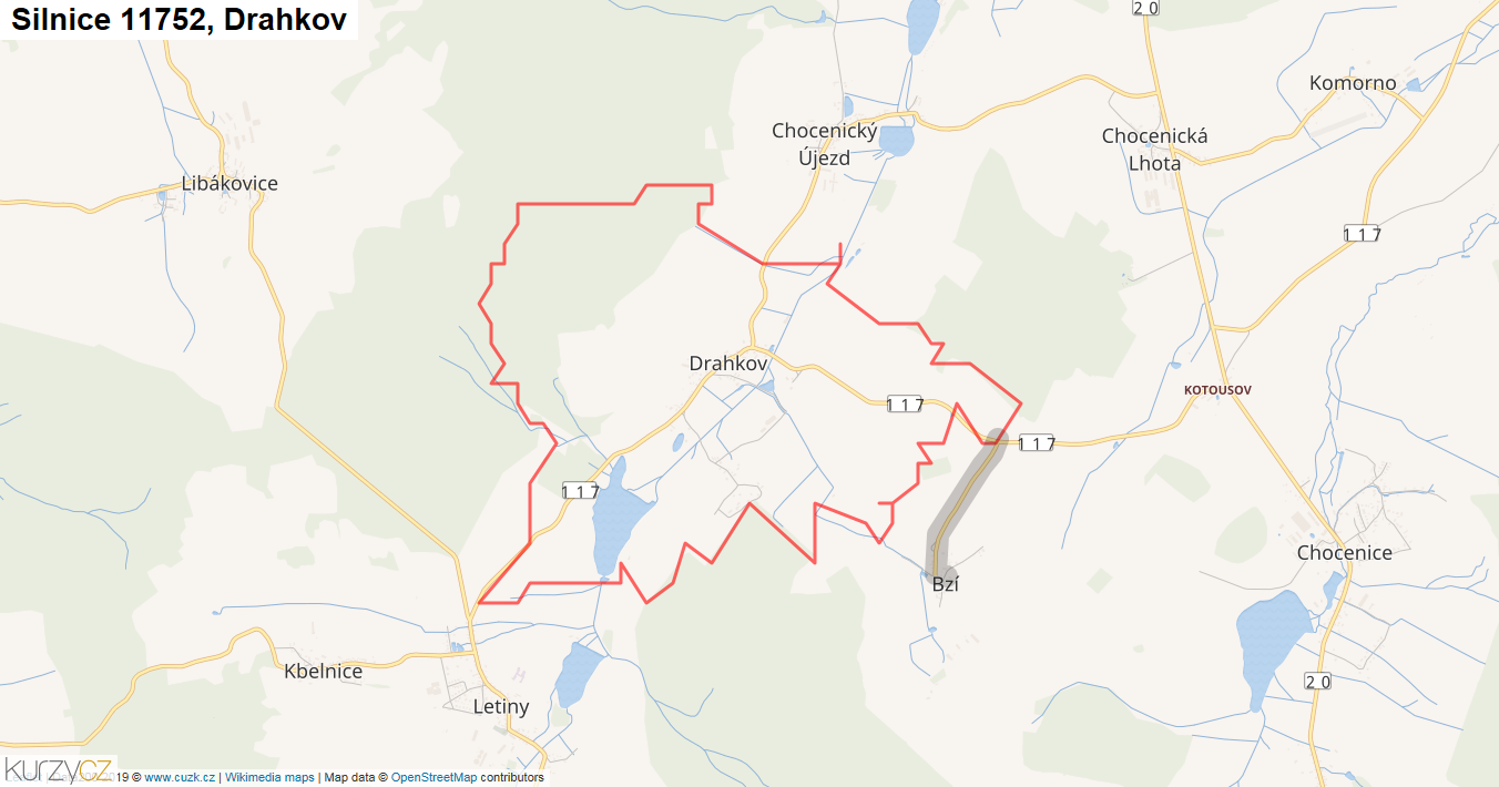Drahkov, Silnice 11752 - Mapa