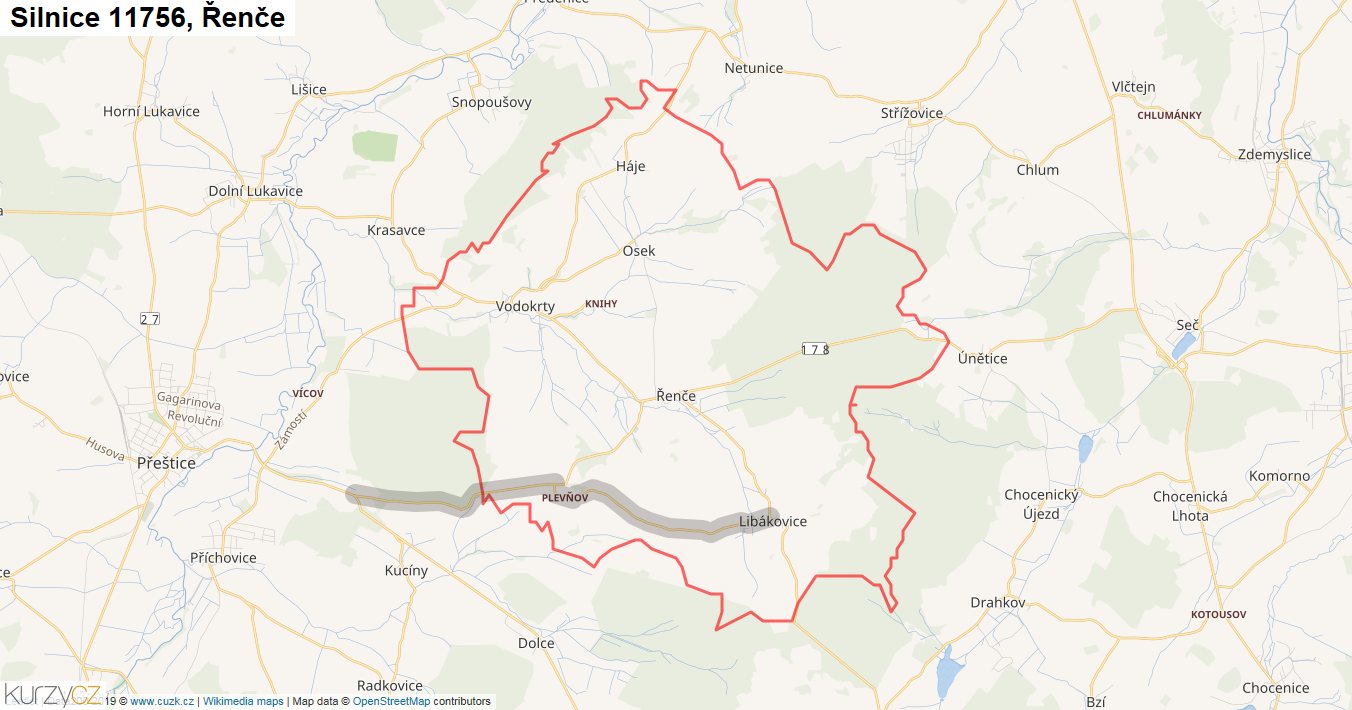 Řenče, Silnice 11756 - Mapa