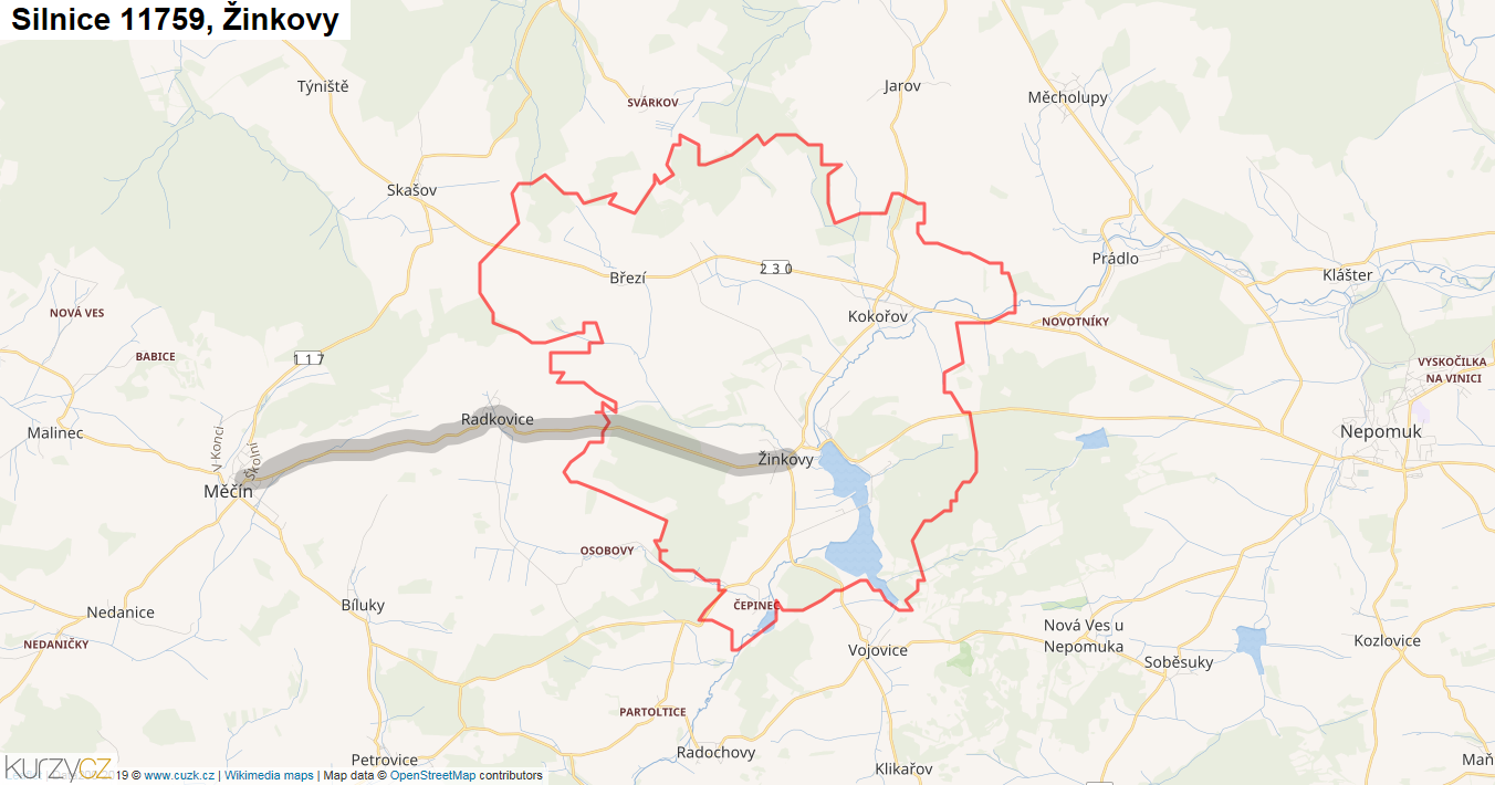 Žinkovy, Silnice 11759 - Mapa