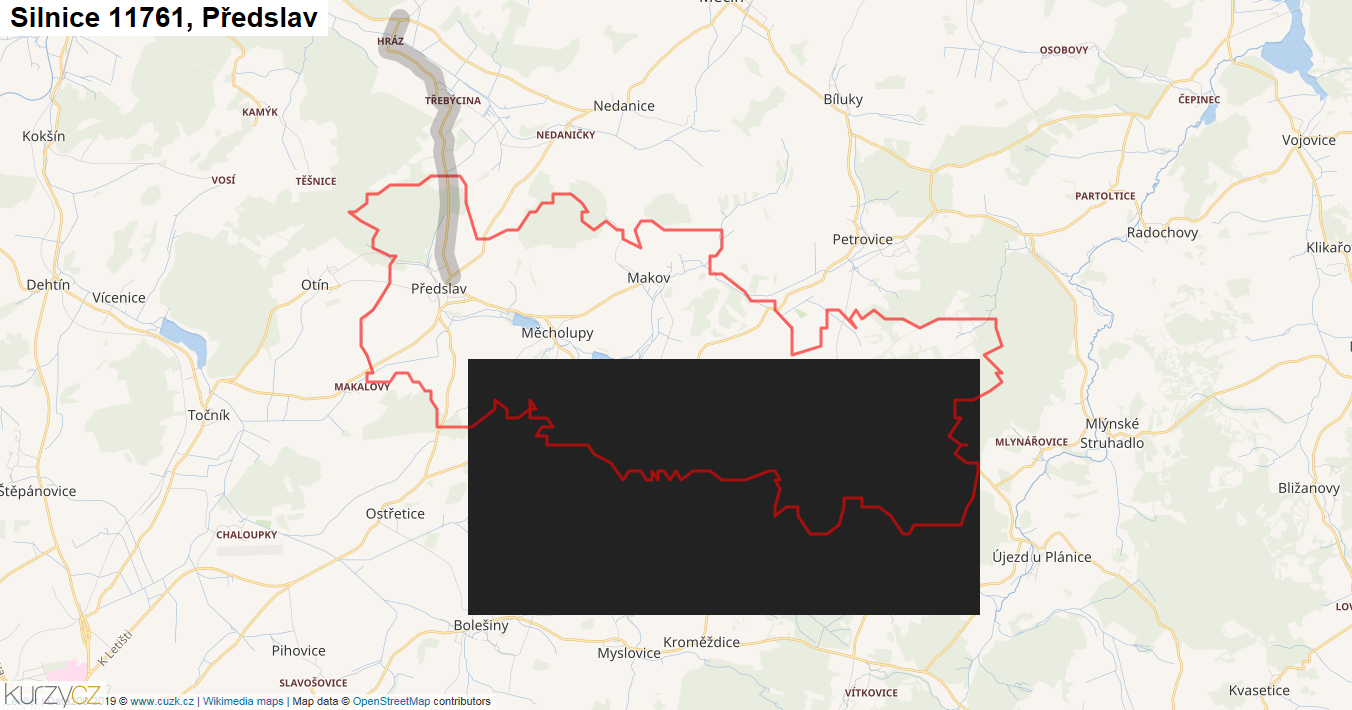 Předslav, Silnice 11761 - Mapa