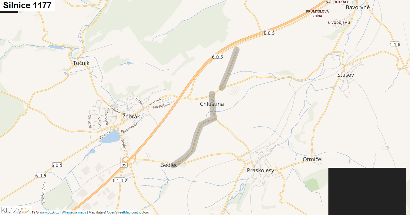 Silnice 1177 - mapa Silnice 1177