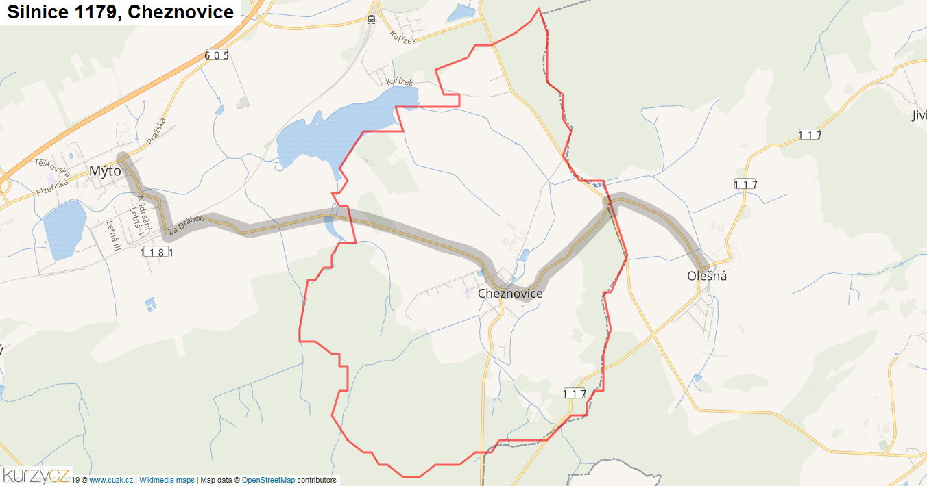 Cheznovice, Silnice 1179 - Mapa