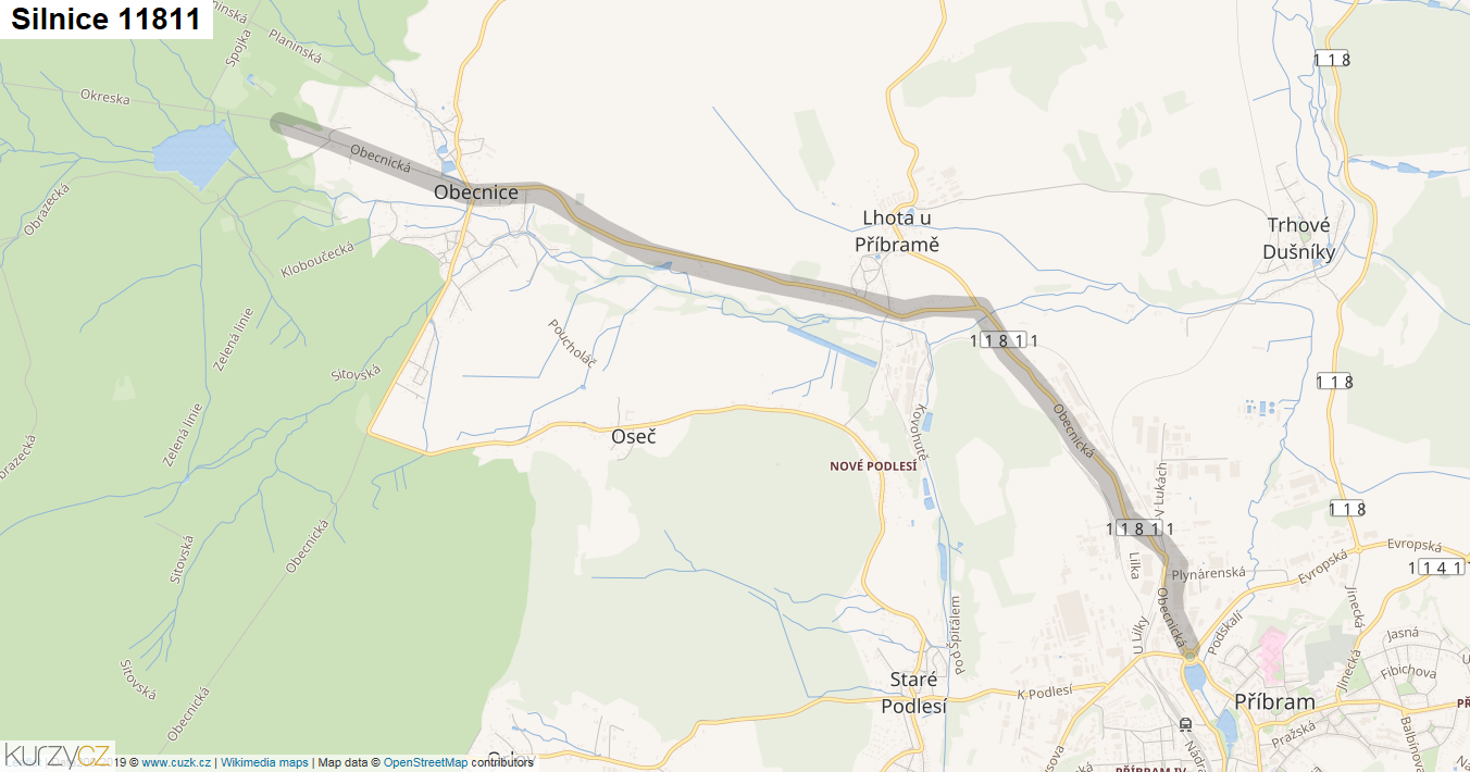 Silnice 11811 - mapa Silnice 11811