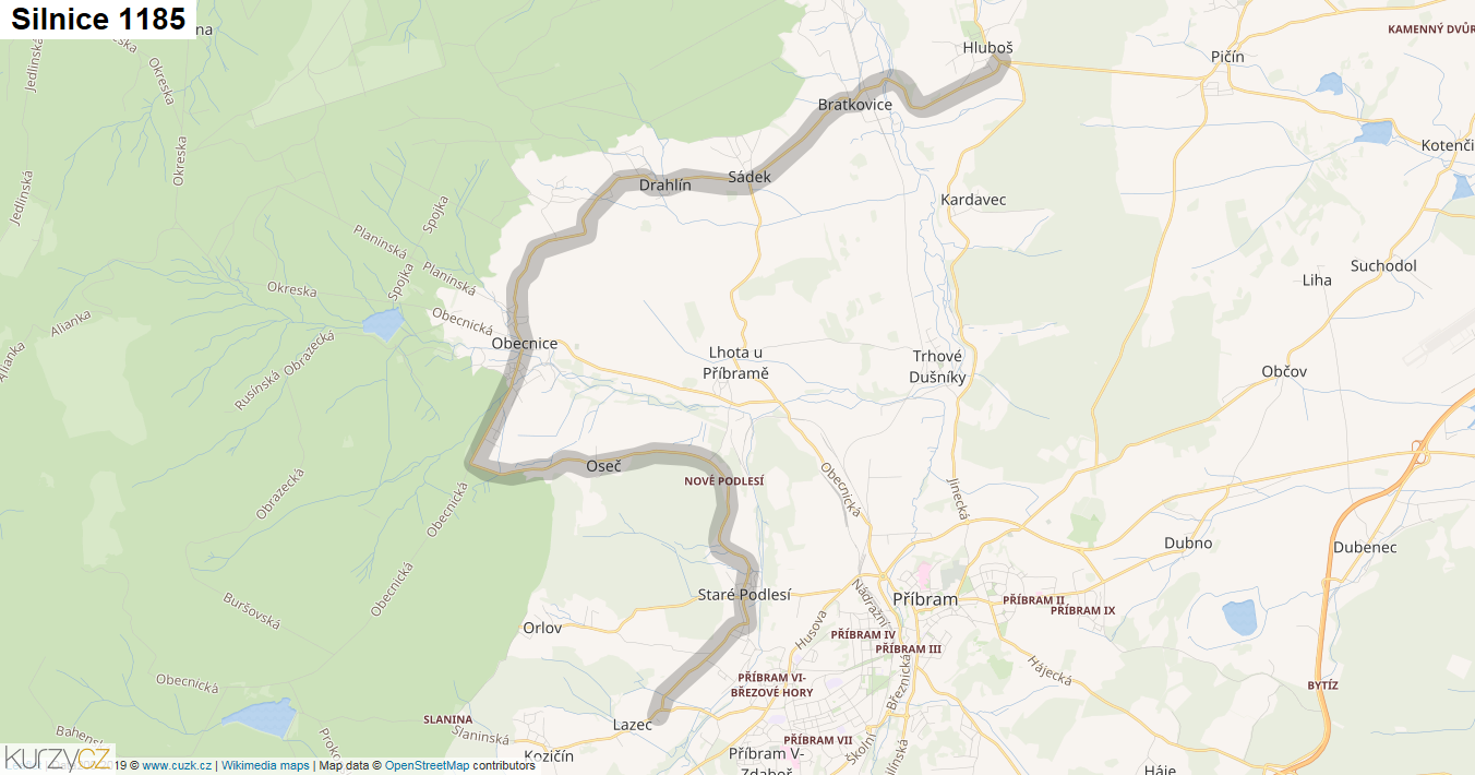 Silnice 1185 - mapa Silnice 1185