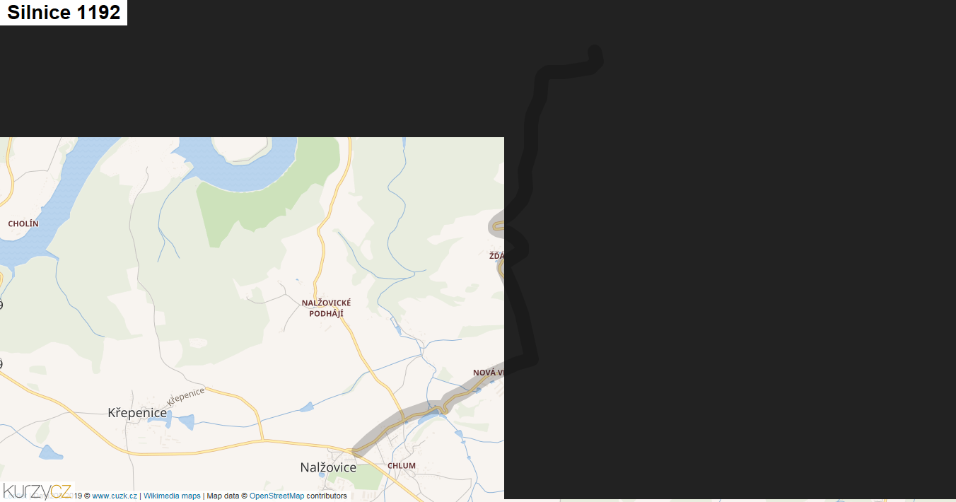 Silnice 1192 - mapa Silnice 1192