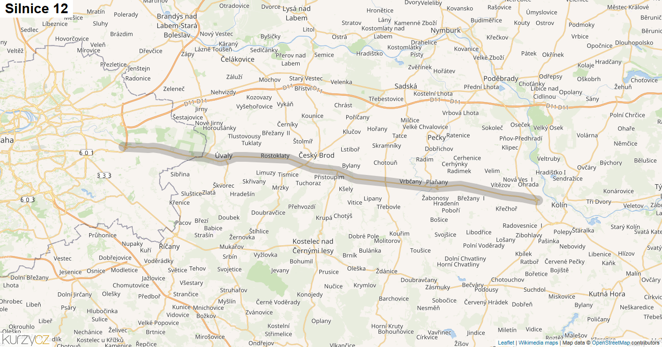 Silnice 12 - mapa Silnice 12