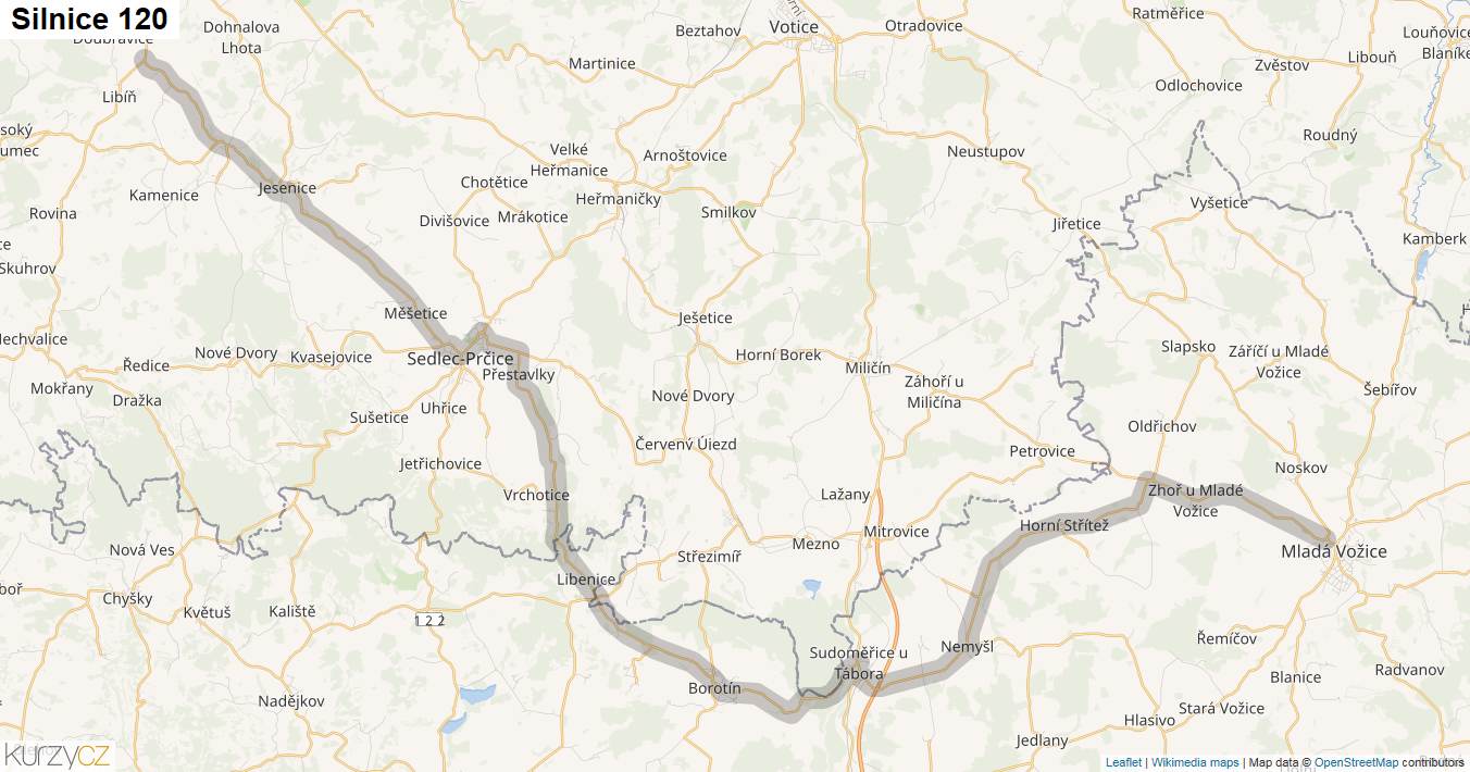Silnice 120 - mapa Silnice 120