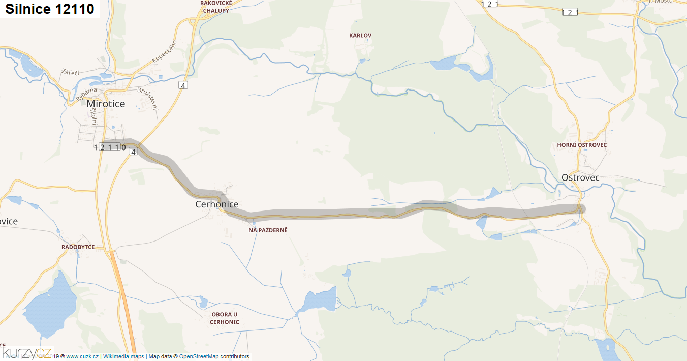Silnice 12110 - mapa Silnice 12110