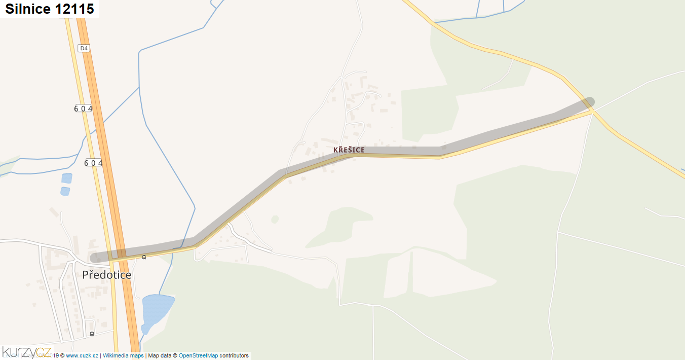 Silnice 12115 - mapa Silnice 12115