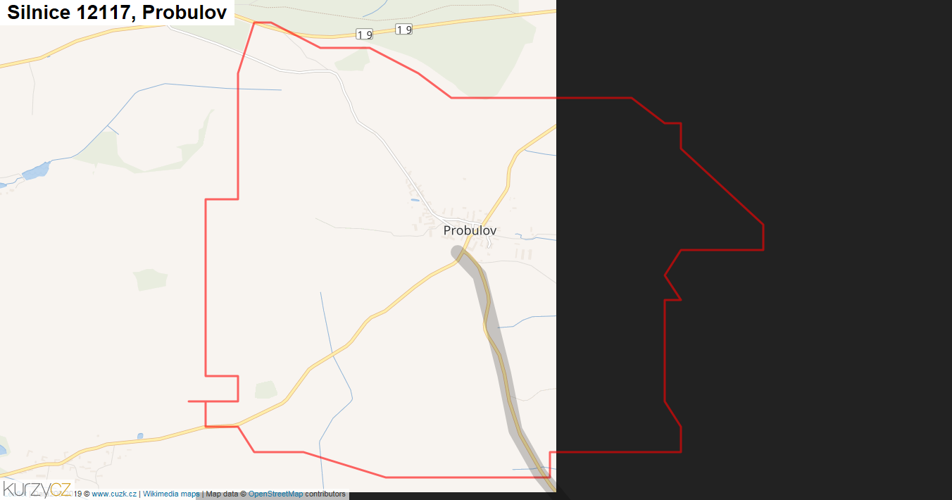 Probulov, Silnice 12117 - Mapa
