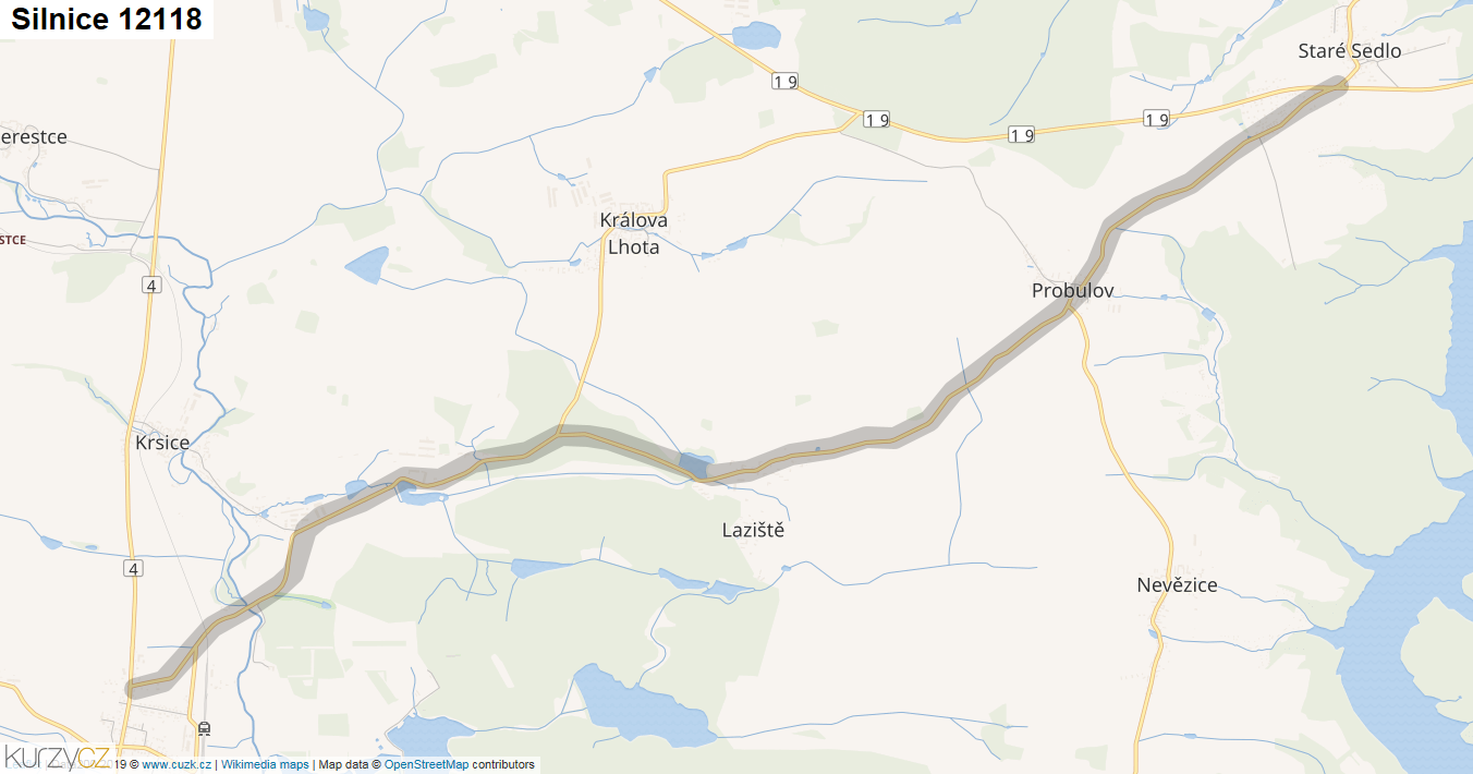 Silnice 12118 - mapa Silnice 12118