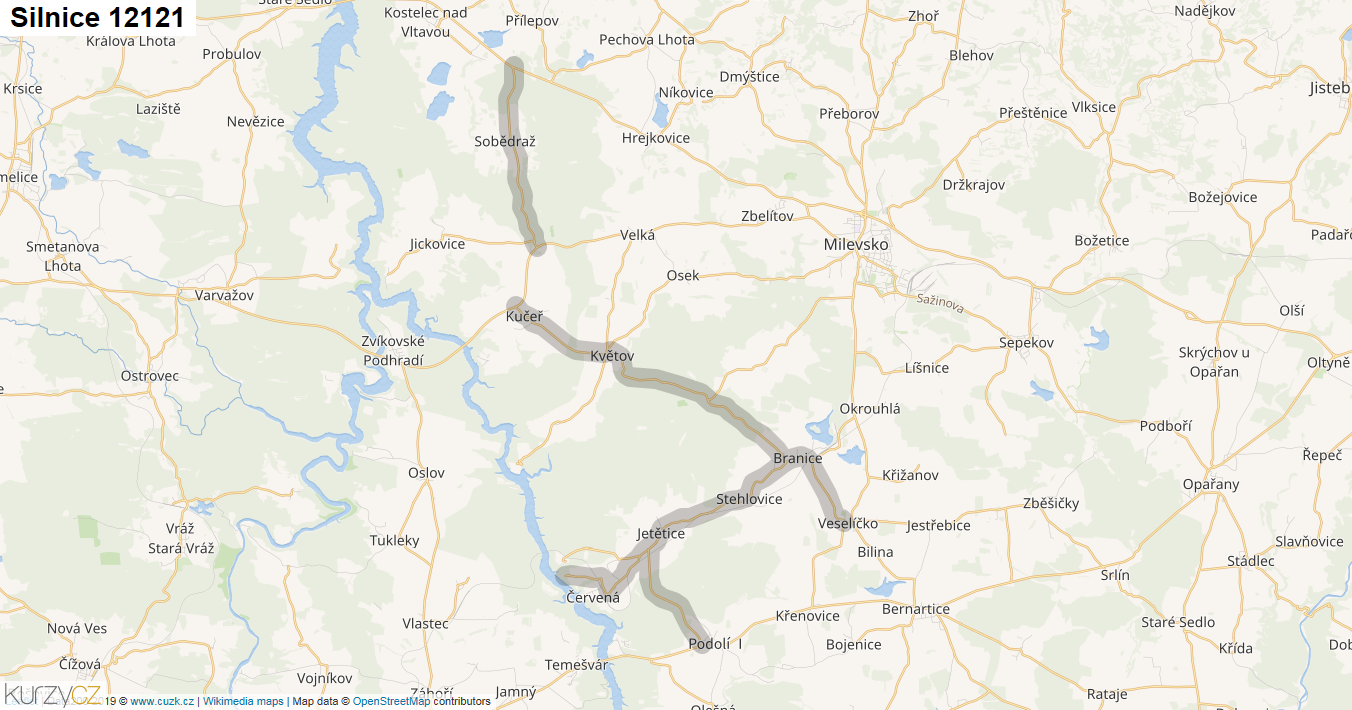 Silnice 12121 - mapa Silnice 12121