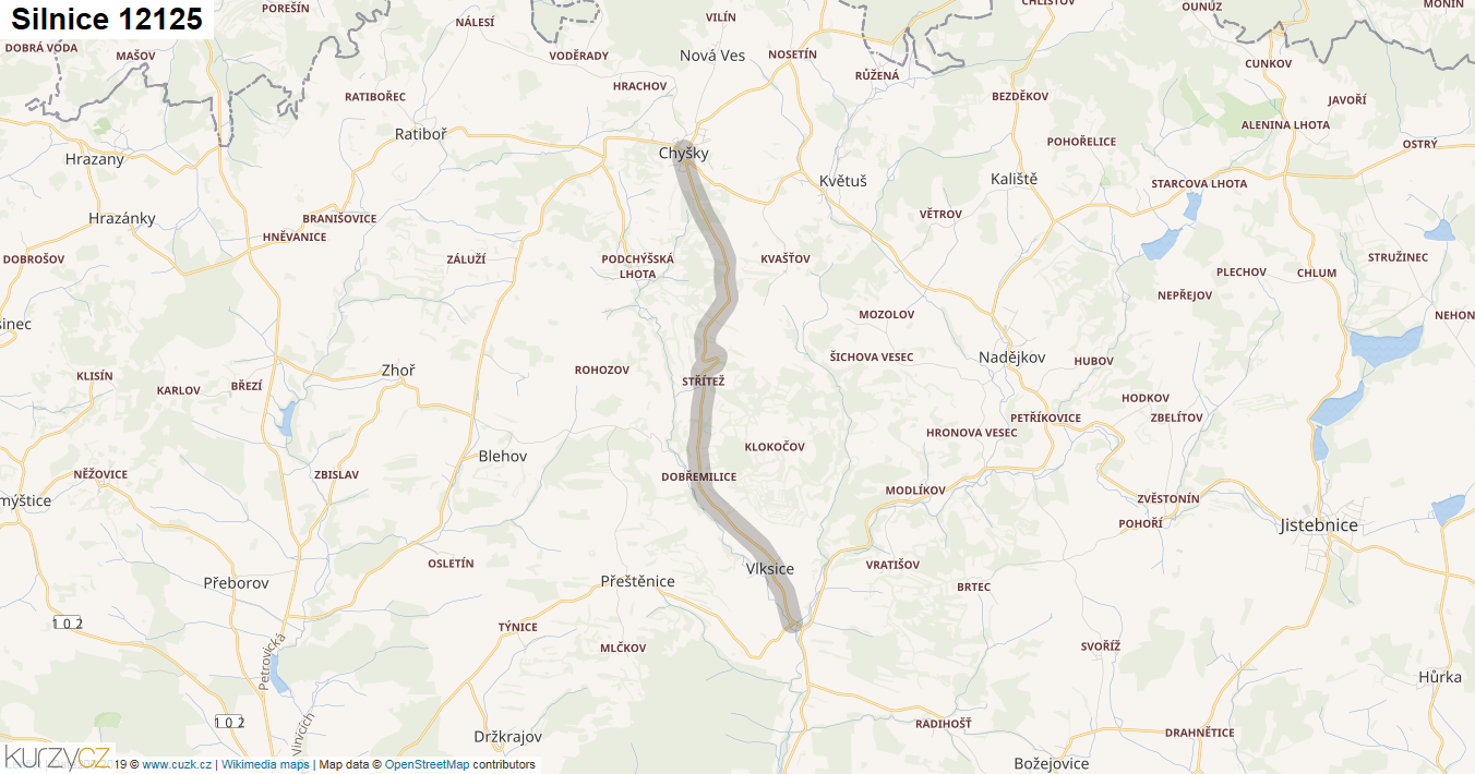 Silnice 12125 - mapa Silnice 12125