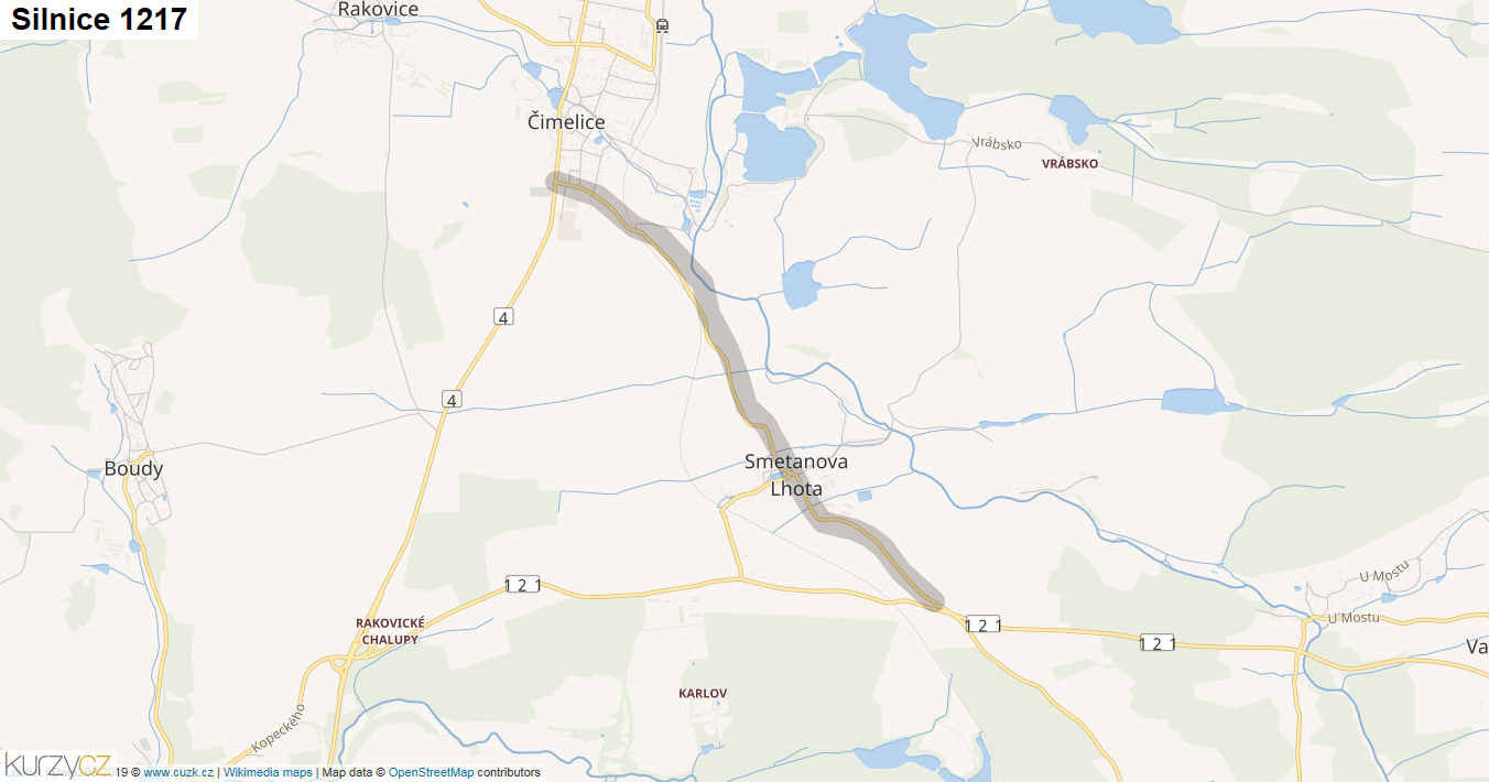 Silnice 1217 - mapa Silnice 1217