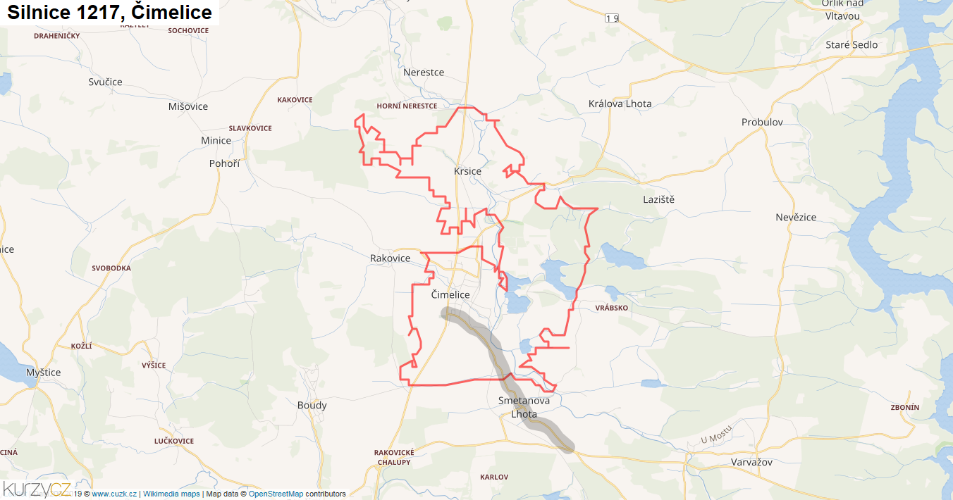 Čimelice, Silnice 1217 - Mapa